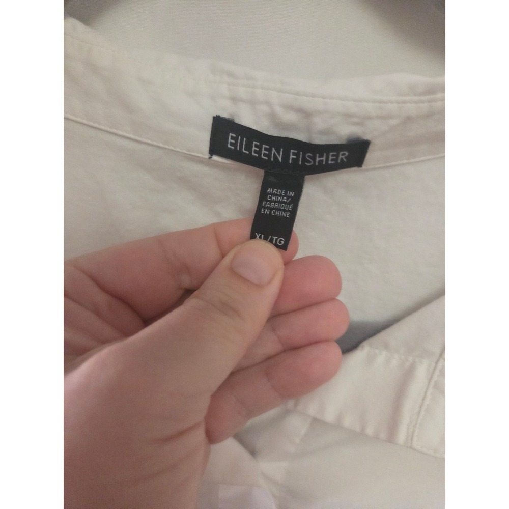 EILEEN FISHER Womens XL White Button Down Long‎ Sleeve Shirt Top Relaxed Fit - Picture 3 of 5